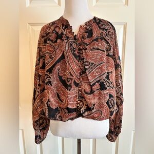 Vici Paisley Blouse Black Brown Rust